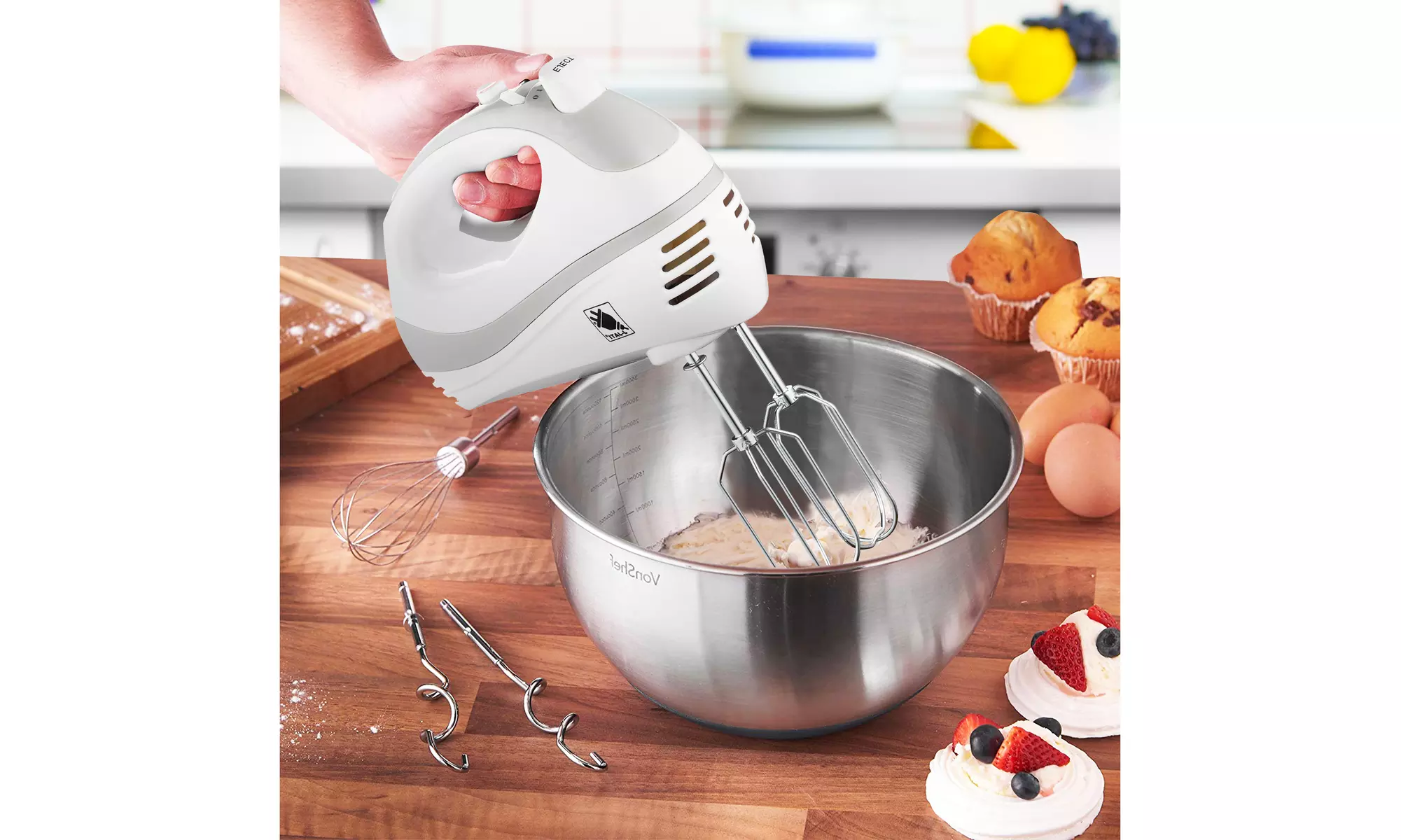 J-Jati Hand Mixer 5-Speed Digital Hand Mixer Dough Mixer Cake Mixer with Turbo - Second Medium