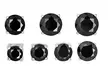 4-10mm Black Cubic Zirconia Stud Earrings in Rhodium Plated Sterling Silver by Elements of Love - Second Medium