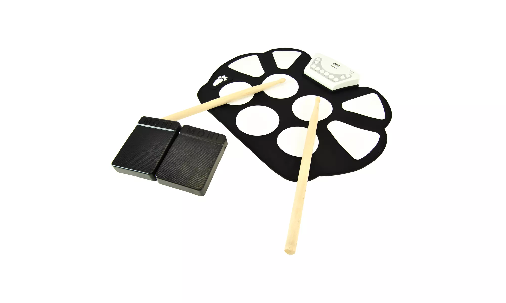 Pyle Electronic drum kit - Portable drumming machine, Quick setup roll-up design - Primary Image