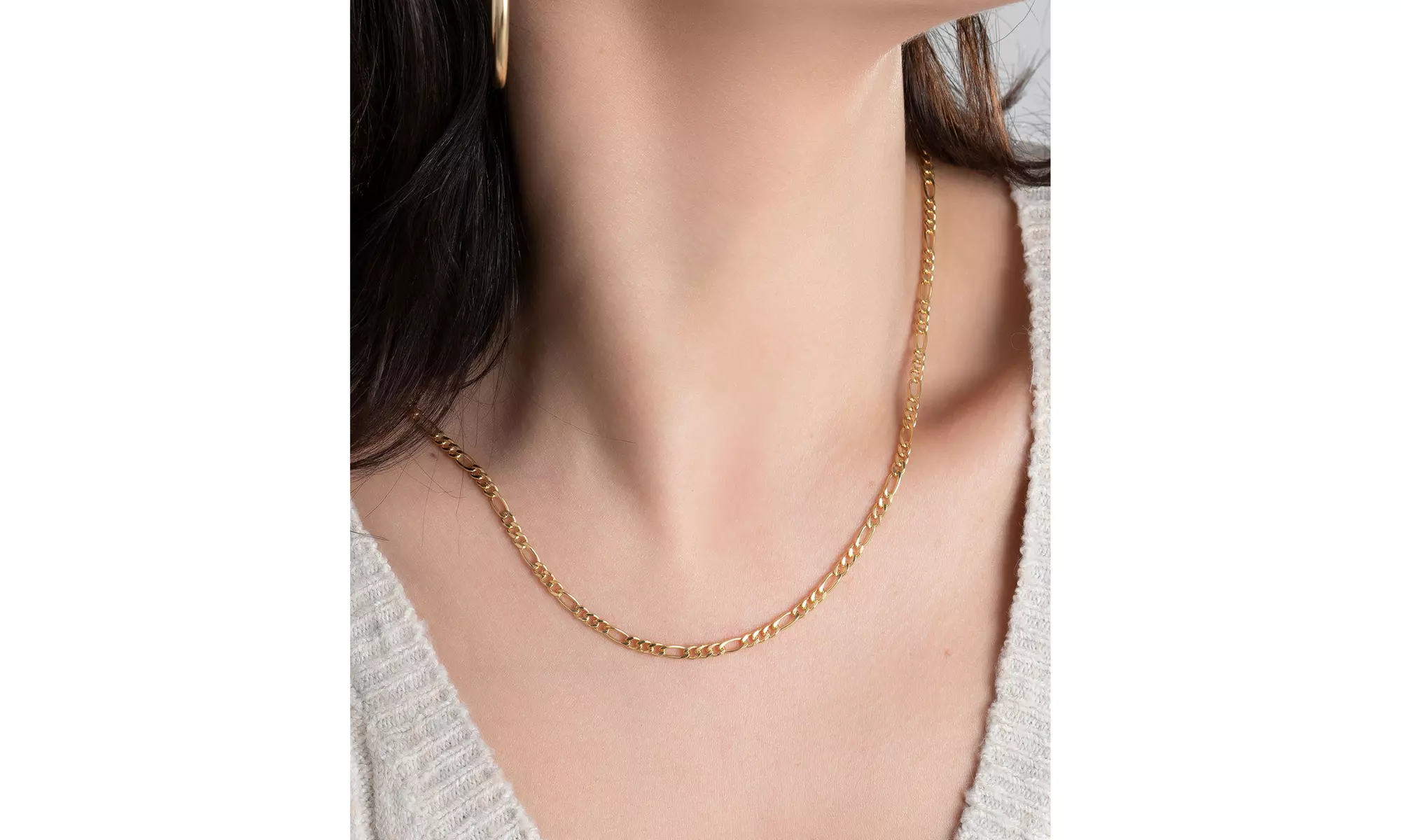 18K Gold Plated Figaro Chain Necklaces Multiple Sizes