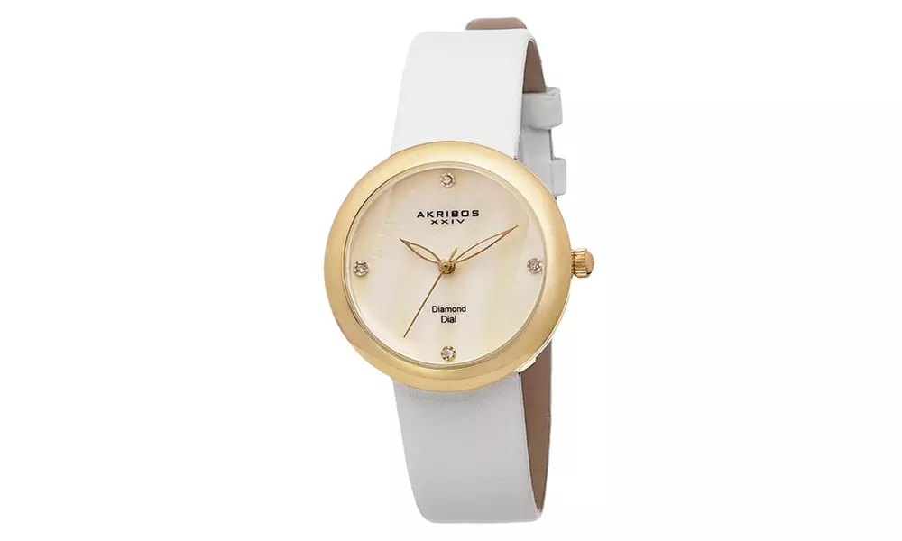 Akribos XXIV Women's Swiss Quartz diamond Strap Watch AKGP687YGW - Primary Image