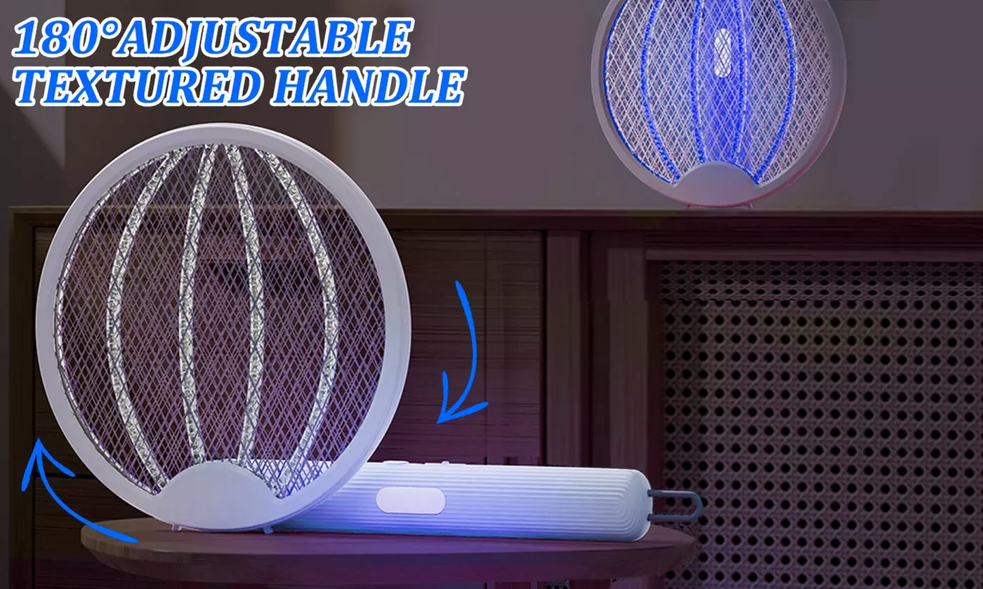 Rechargeable Foldable Electric Fly Swatter Racket Mosquito Trap Ultraviolet Lamp