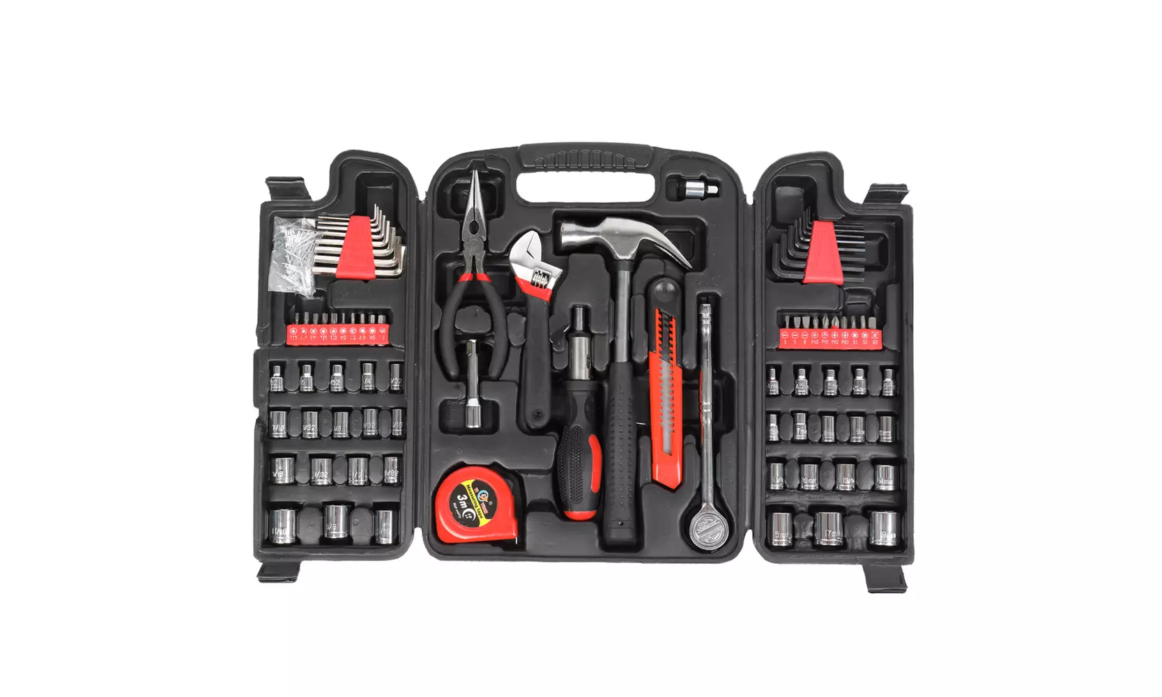 186 Piece Mechanic Tool Kit Home Hand Tool Set Includes Storage Case Black/Grey - Primary Image