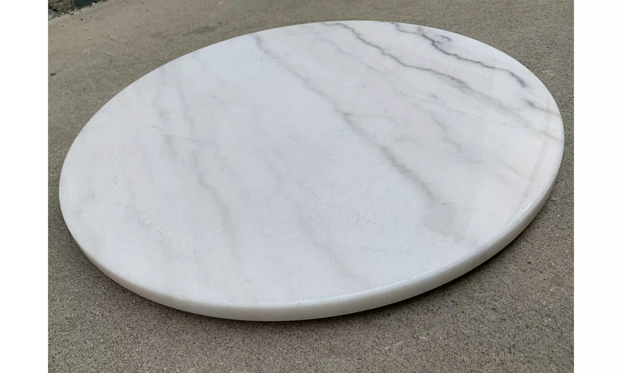20-in Round White Marble Lazy Susan Turntable Tray - Primary Image