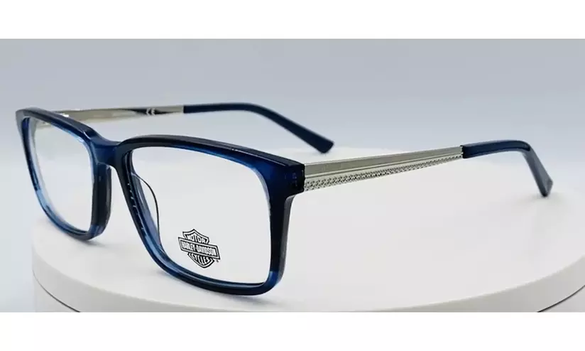 Harley Davidson Men Eyeglasses HD0843-092 Matte Blue Horn Frame / Demo Lens - Primary Image