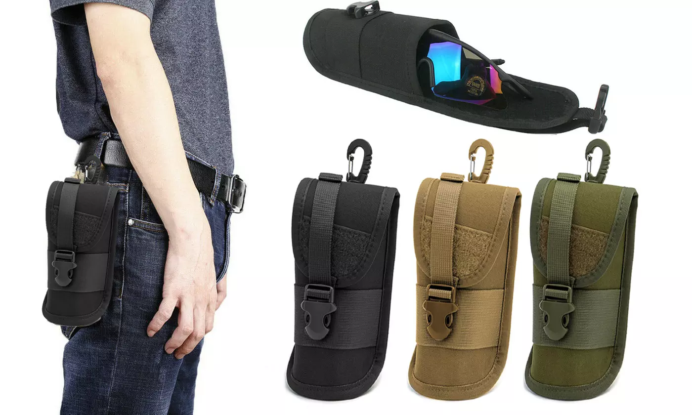 Tactical Molle Sunglasses Pouch Hard Case Anti-Shock Eyeglasses Bag Box Holder