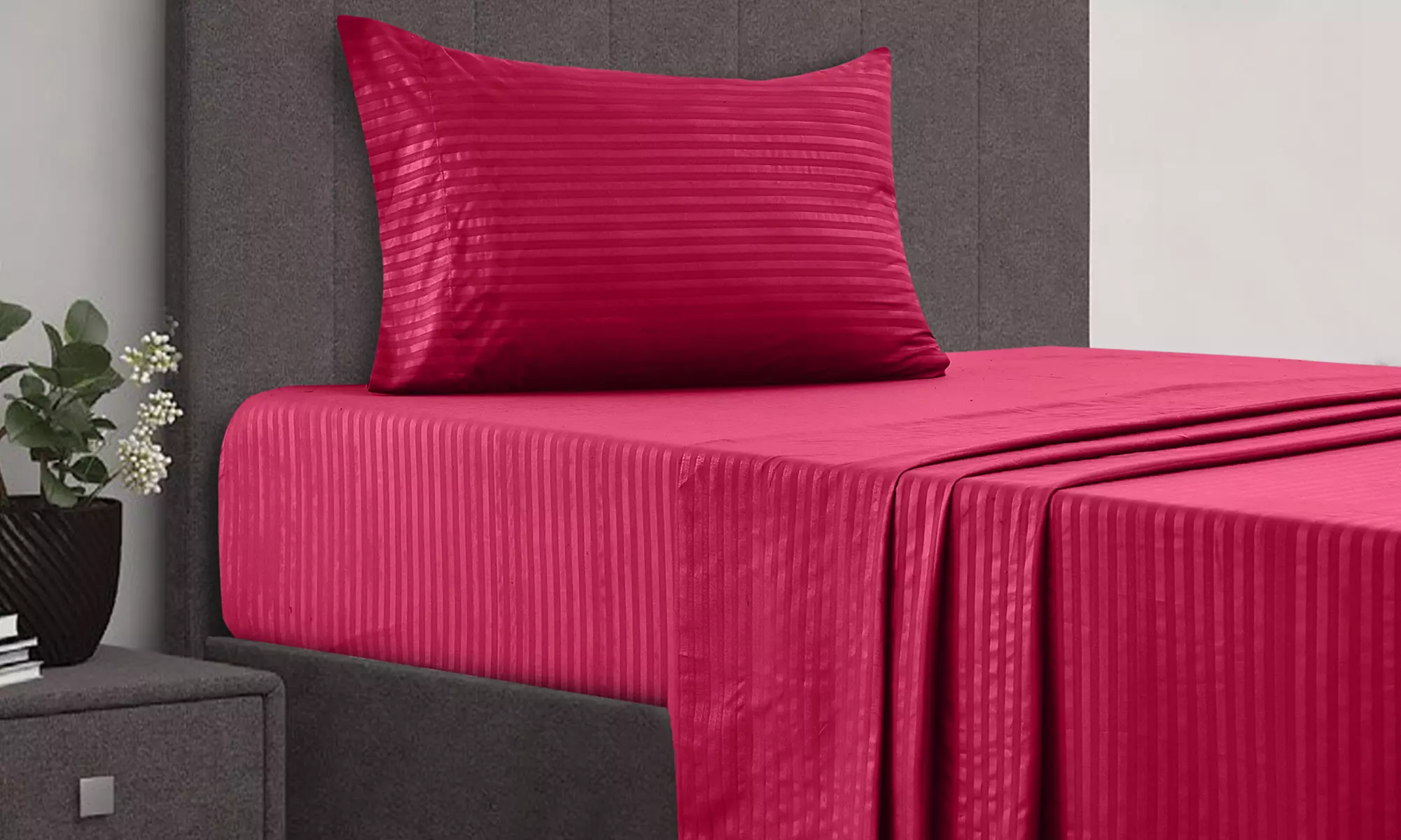 Lux Decor 4 Piece Stripe Bed Sheet Set Microfiber Deep Pocket Bedding Sheets