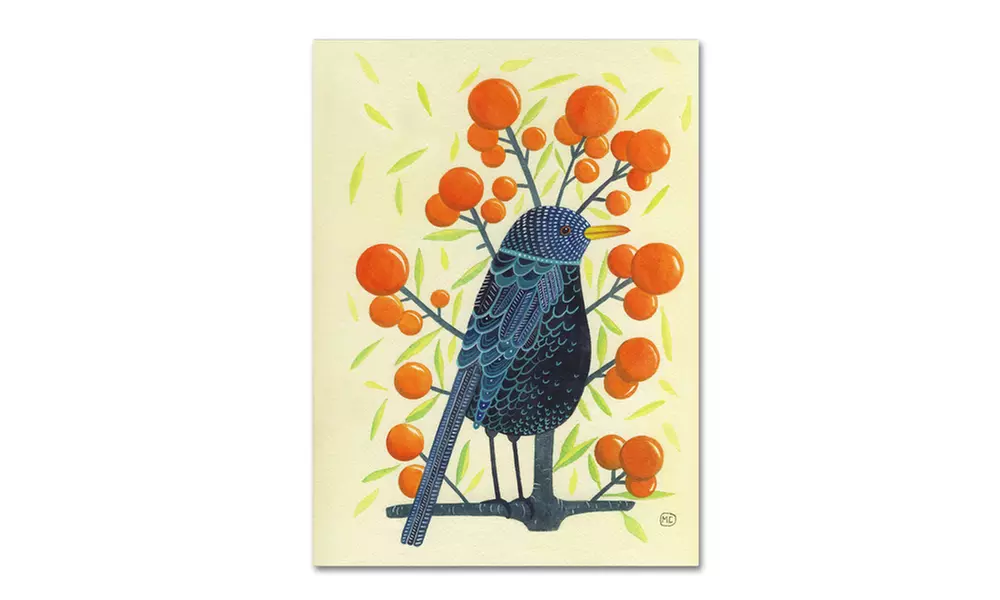 Michelle Campbell 'Blackbird Oranges' Canvas Art - Primary Image