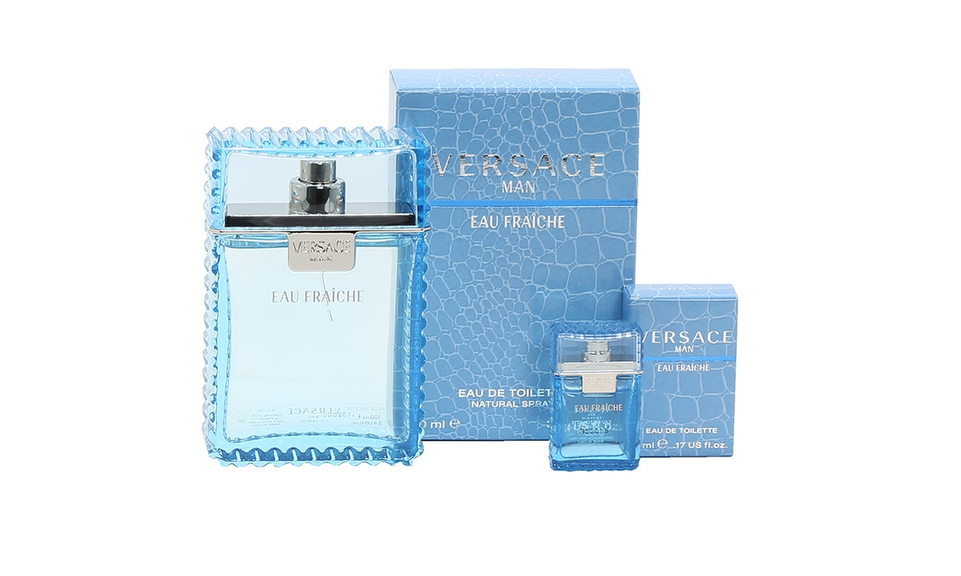 Versace Man Eau Fraiche EDT 3.3 Oz and a  MINI 0.17 OZ Splash Bundle