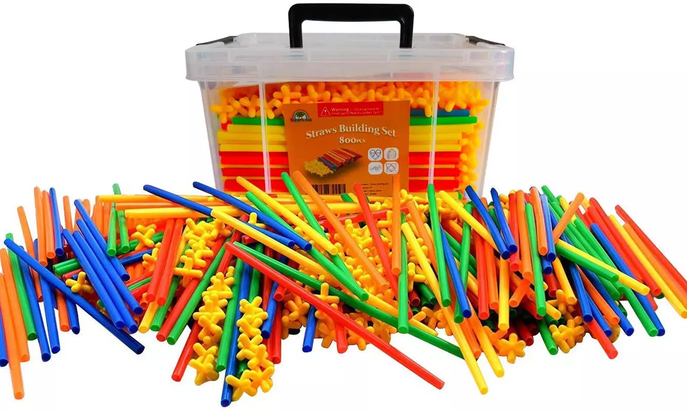 Straw Constructor STEM Building Toys 800 pcs-Colorful Interlocking Plastic - Primary Image