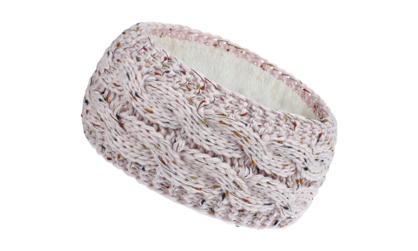 Winter Fuzzy Fleece Lined Thick Knitted Headband Headwrap 