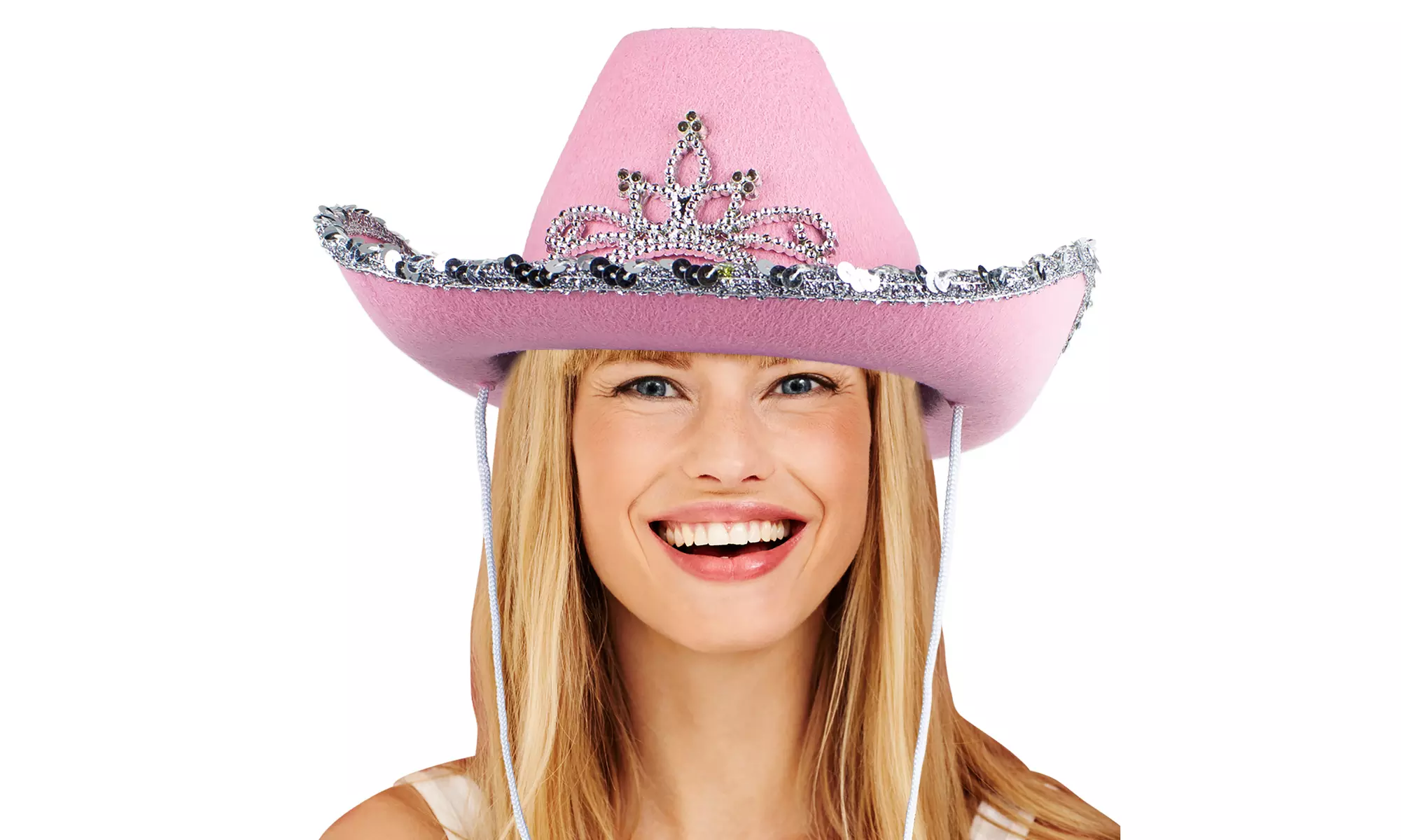 Pink LED Blinking Tiara Felt Cowboy Party Hats for Kids and Adults - Second Medium