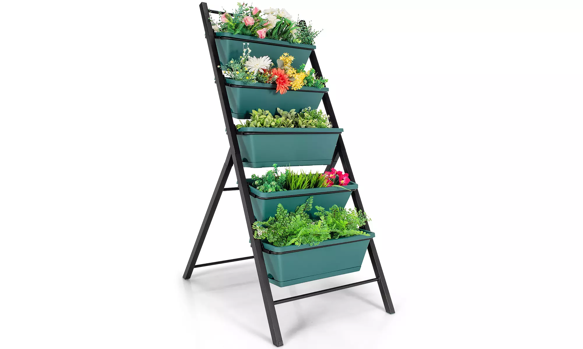 5-tier Vertical Garden Planter Box Elevated Raised Bed w/5 Container