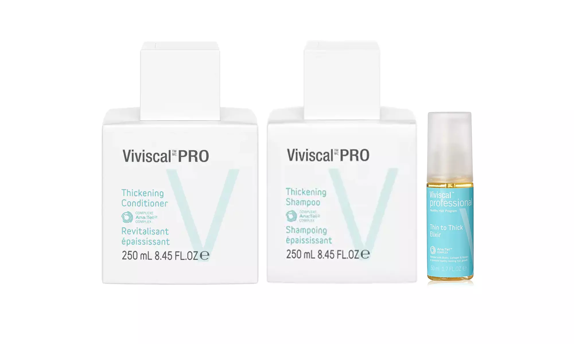 Viviscal Pro Thickening Shampoo, Conditioner 8.5 oz & Thickening Elixir - 1.7 oz - Primary Image