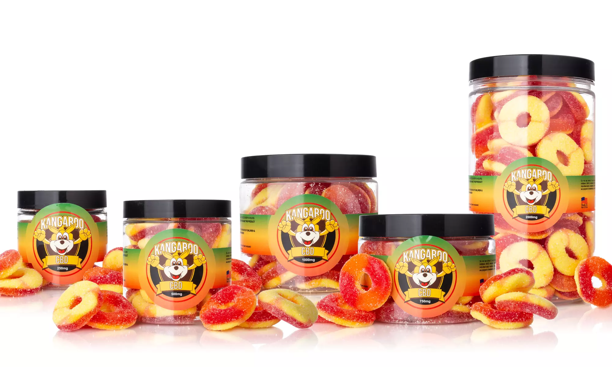 Organic CBD Infused Peach Ring Gummies (250MG-5000MG) from Kangaroo CBD - Primary Image