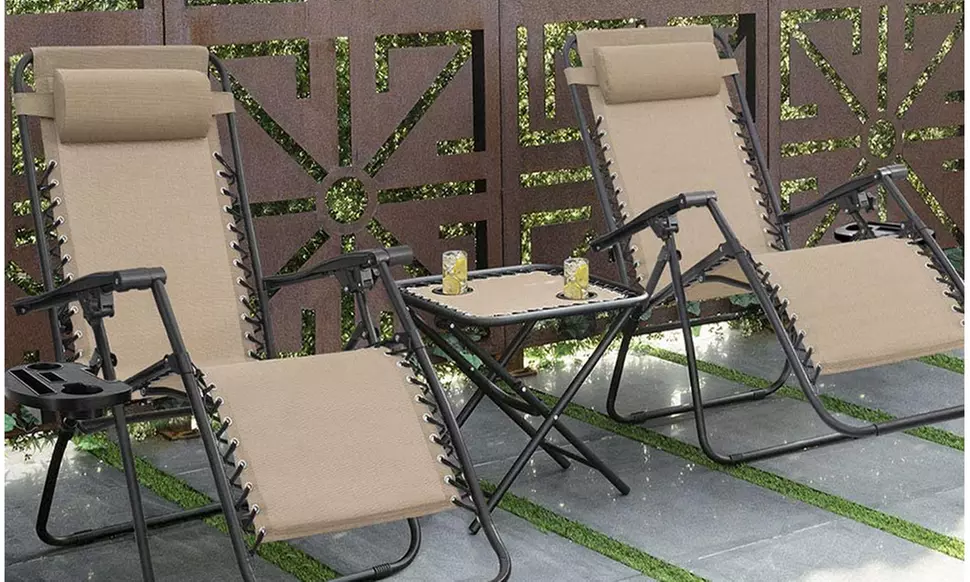 2 - Steel Mesh Zero Gravity Reclining Lounge Chairs