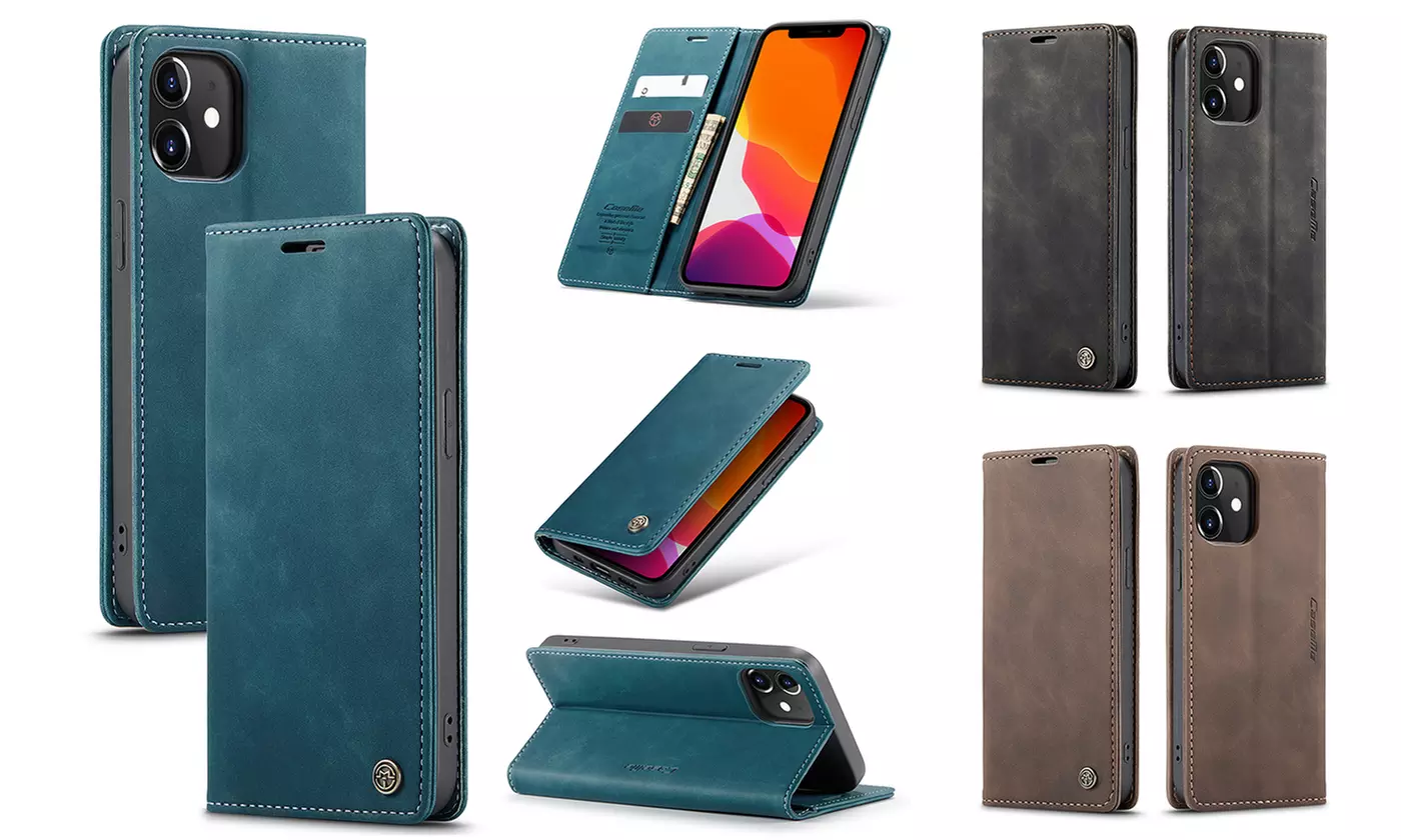CASE ME Magnetic Leather Flip Wallet Case For Apple iPhone 12/12 Pro  - Primary Image