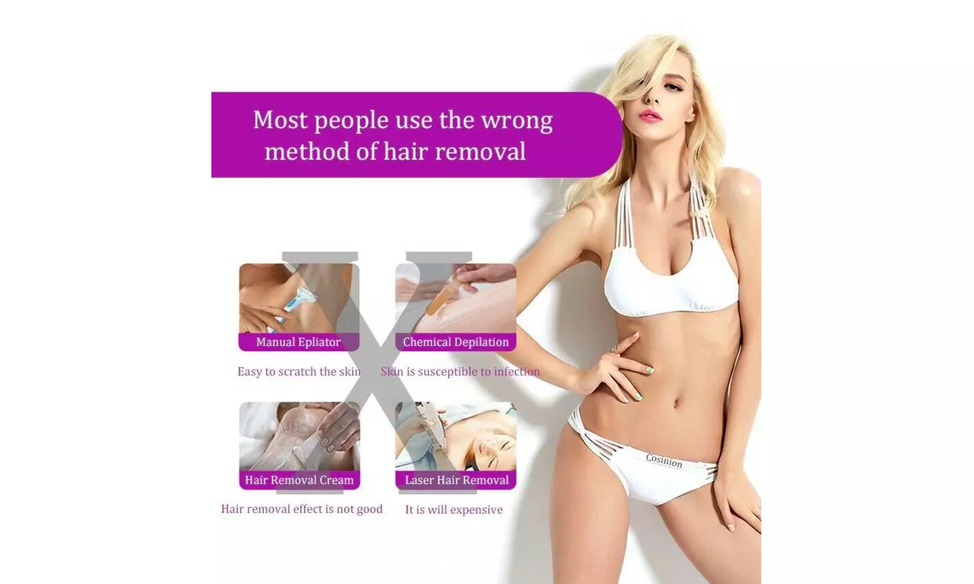 Epilator Women Painless Touch Facial Body Hair Removal Depilator Shaver - Second Medium