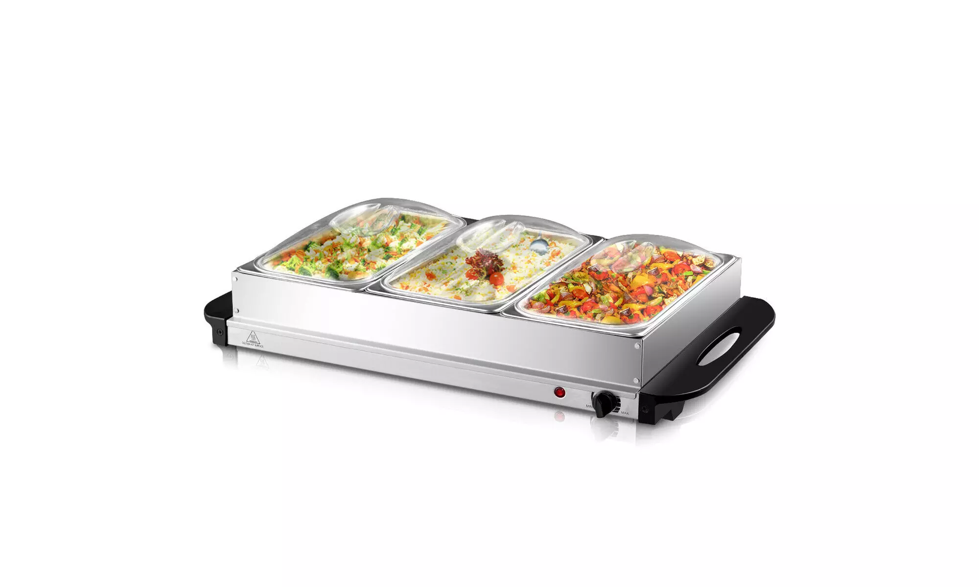Buffet Server Food Warmer Stainless Steel 2.5 Quart 3 Tray Chafing Dish Tabletop - Primary Image