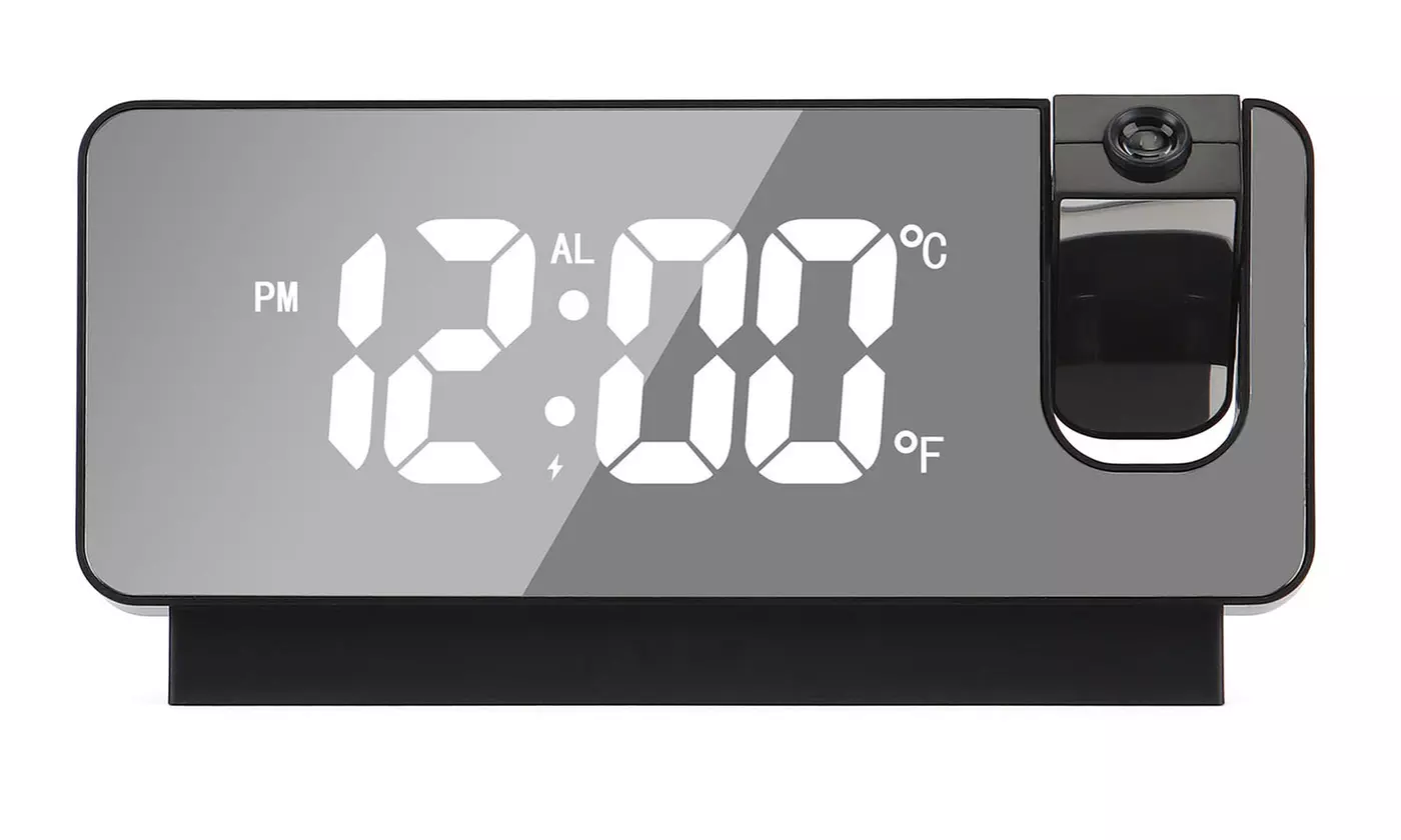 Digital Projection Alarm Clock Thermometer Dimmer USB Charger Dual Alarm Clocks