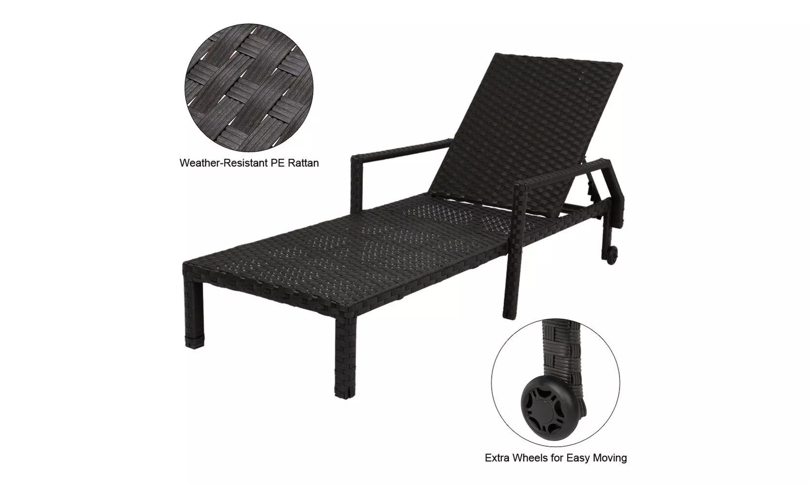 Wheeled Patio Garden Rattan Bed