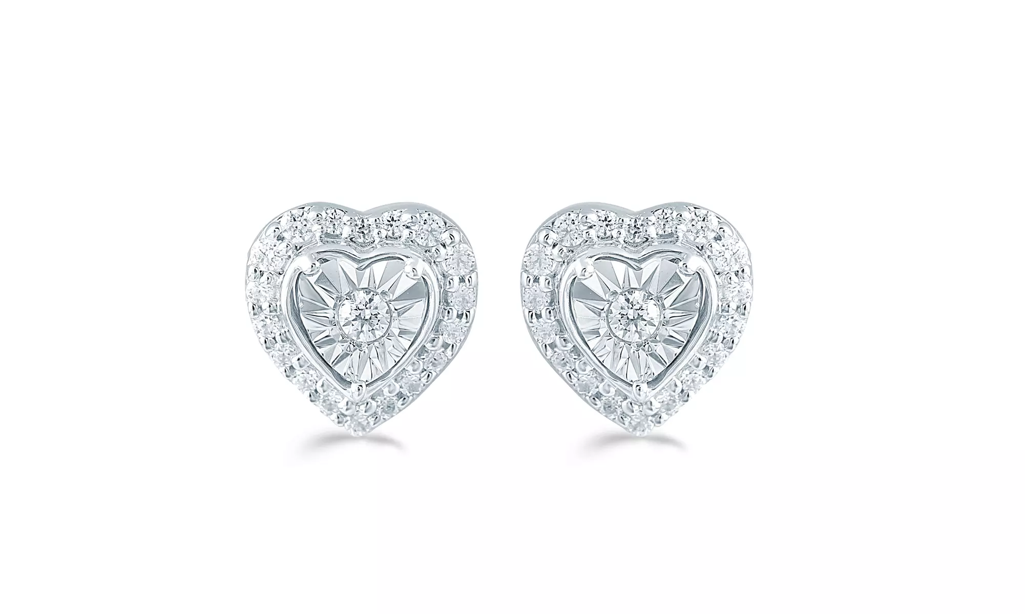 1/4 CTTW Diamond Heart Cluster Stud Earring in Sterling Silver by Fifth and Fine - Primary Image