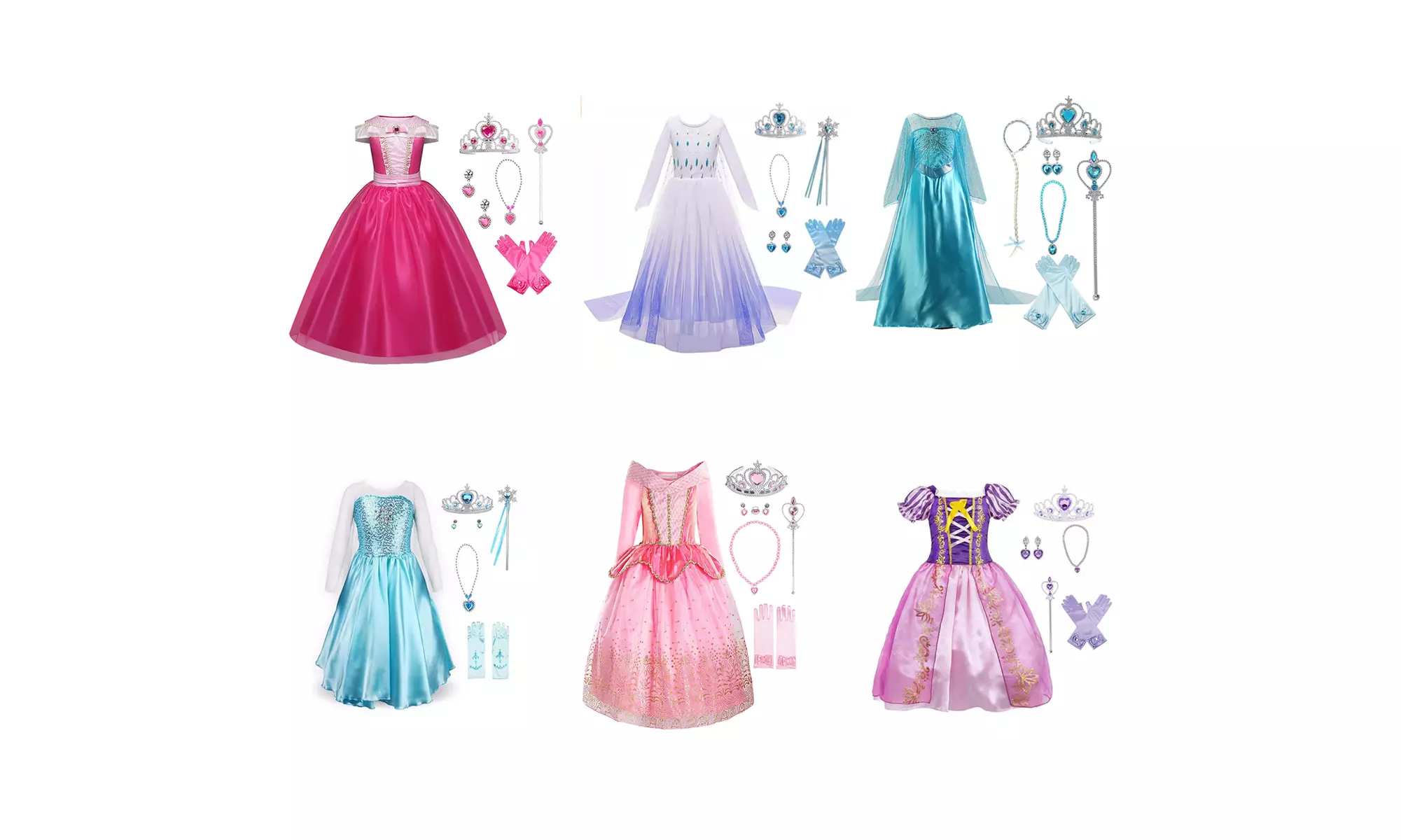 Buscarna Little Girls Princess Costume Halloween Party Birthday Dress Up Cosplay - Primary Image