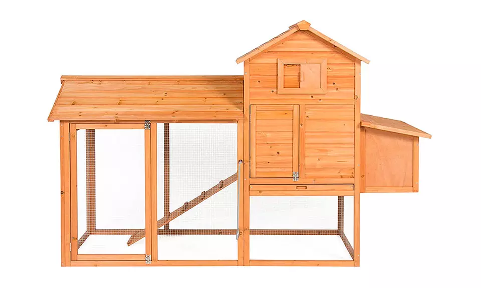 Outdoor Wooden Chicken Coop Wire Fence Hen House Poultry Cage - Second Medium