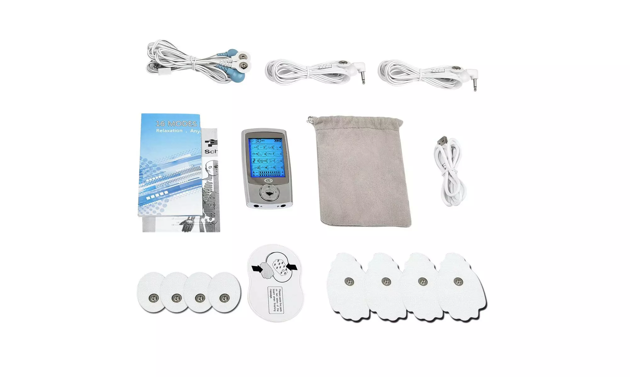  16 Modes Dual Channel CUH TENS Unit Electronic Pulse Massager Muscle Stimulator - Second Medium