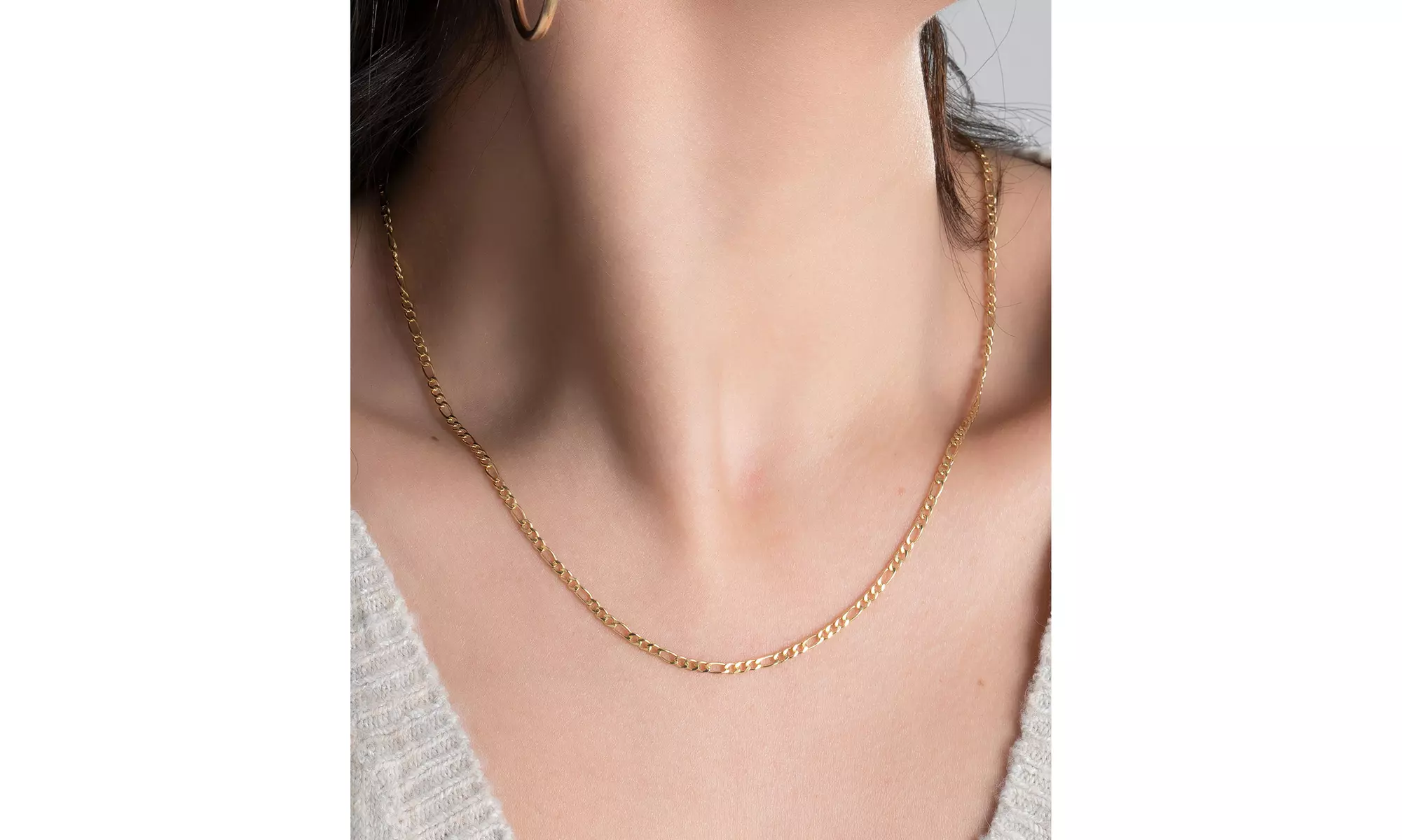 18K Gold Plated Figaro Chain Necklaces Multiple Sizes