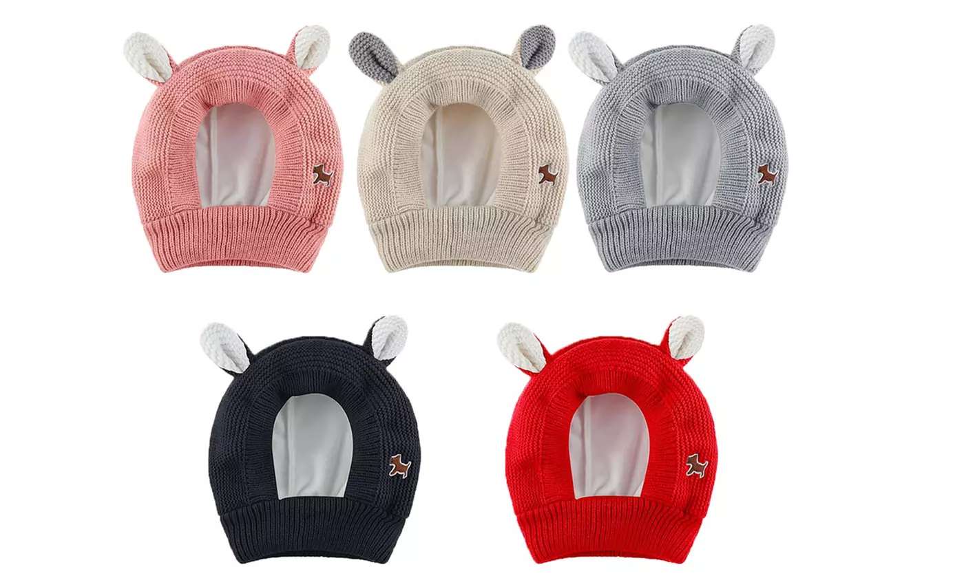 Winter Warm Ear Muffs Noise Protection Knitted Hats Head Wrap for Dogs