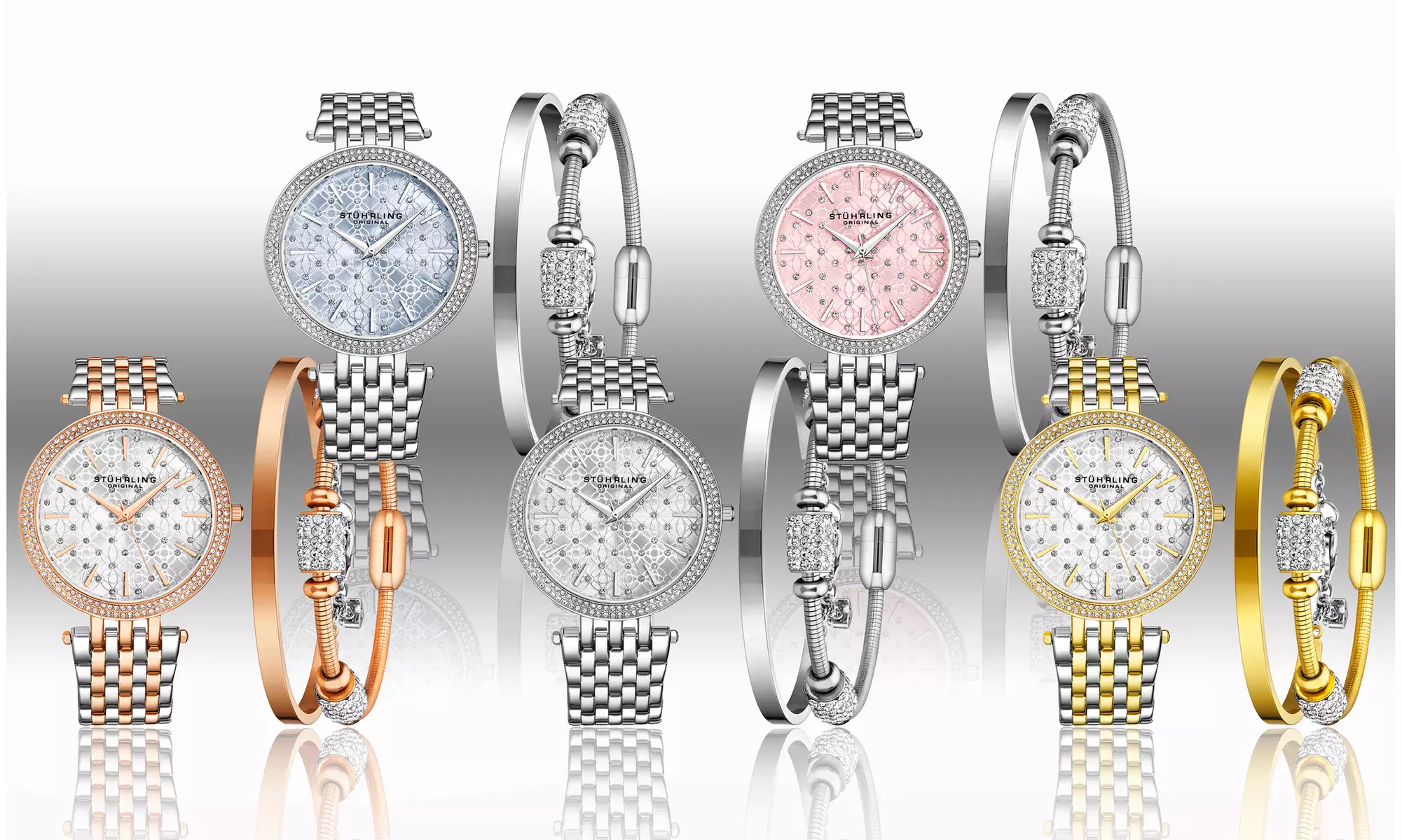 Stuhrling Original Women's Crystal Dial Watch and Bangel Set - Primary Image