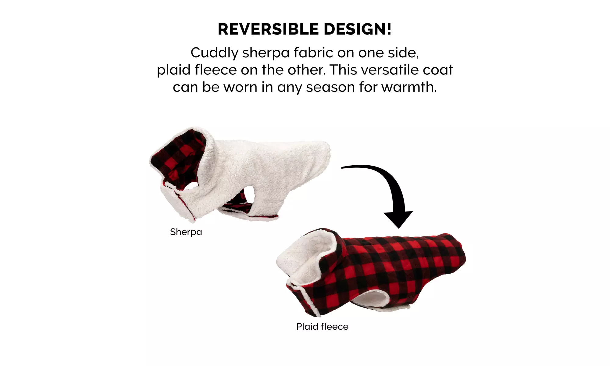FurHaven Flex-Fit Faux Fur Warn and Cozy Reversible Dog Coat