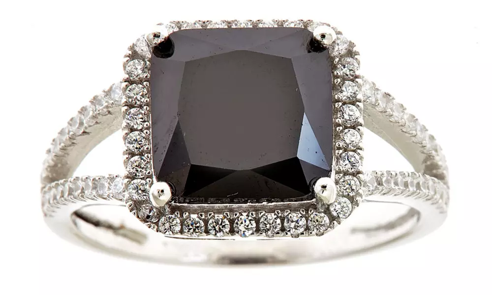 Sterling Silver 5.00 CTTW Cushions Cut Halo Split Shank Ring By Mina Bloom