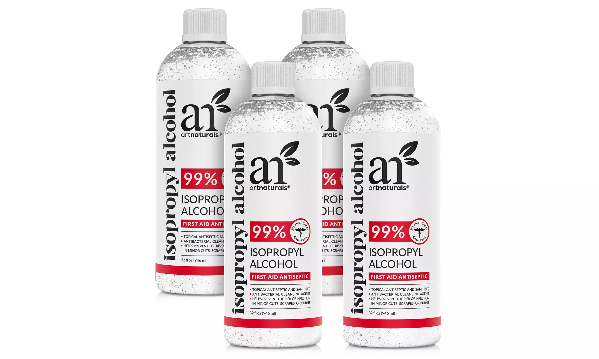Artnaturals 99% Purity Isopropyl Alcohol - Rubbing Alcohol 32 oz (Pack of 4) - Primary Image