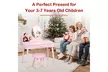 Kids Vanity Makeup Table & Chair Set Make Up Stool Play Set for Children Pink - Second Medium