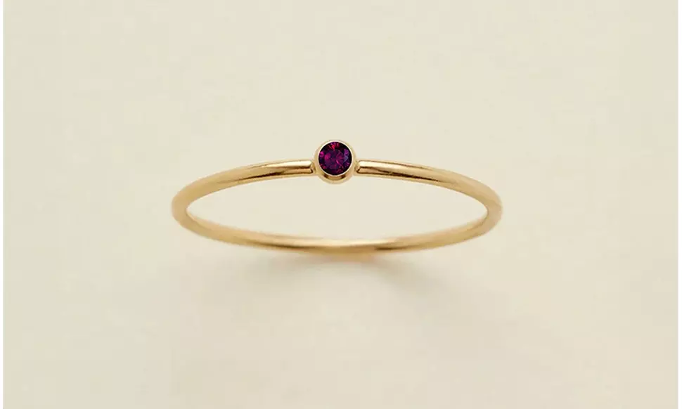 14K Gold Plated Stainless Steel Dainty Birthstone Stacking Ring, 2mm Stone