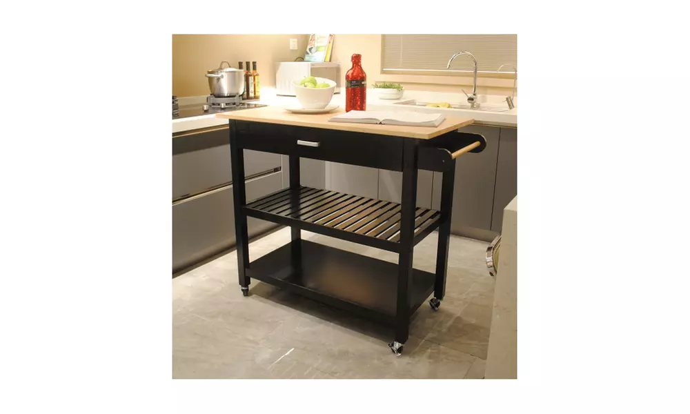Kitchen Cart, Mobile Kitchen Island with Two Lockable Wheels - Primary Image