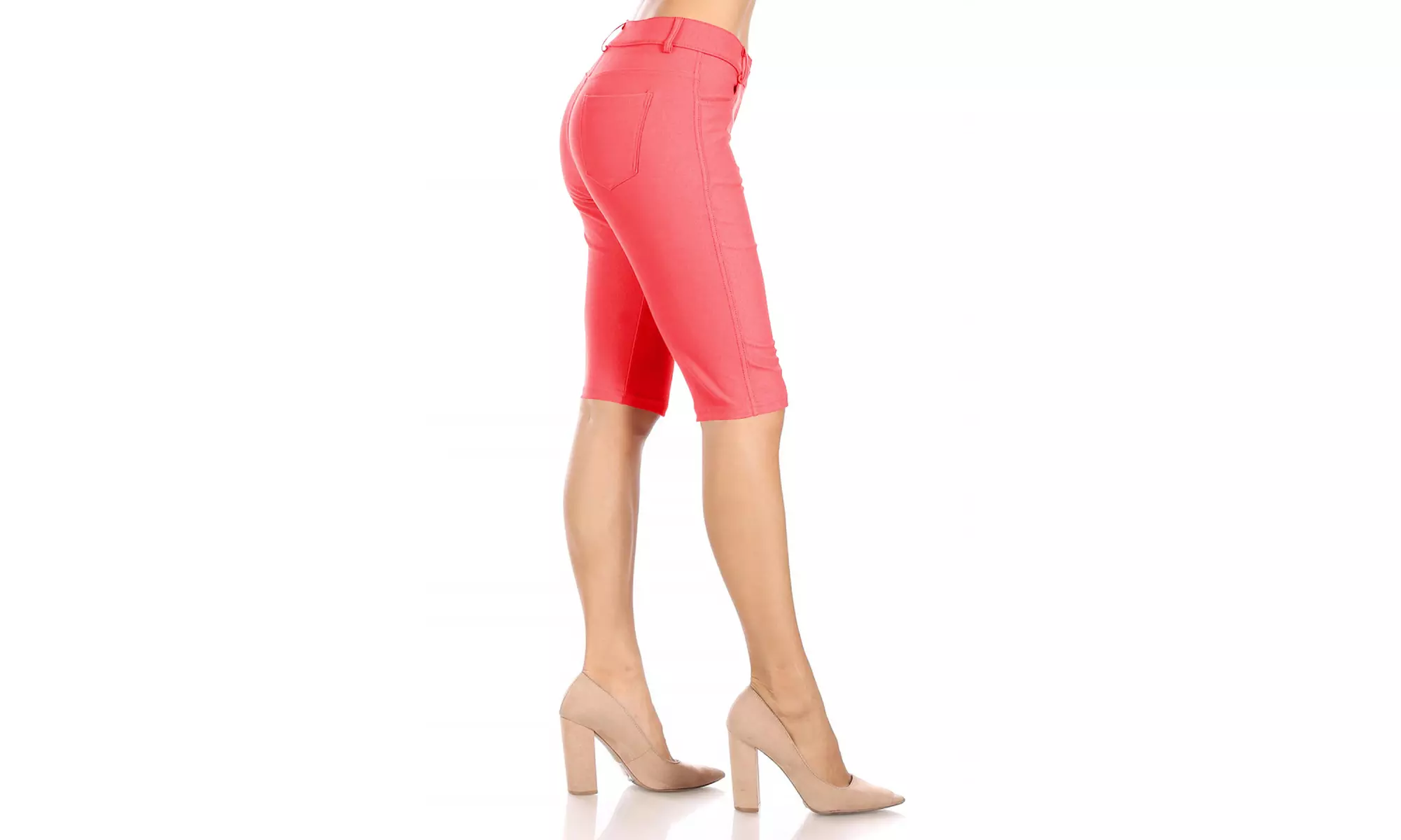 Women's Casual Solid High Waist Slim Fit Bermuda Shorts