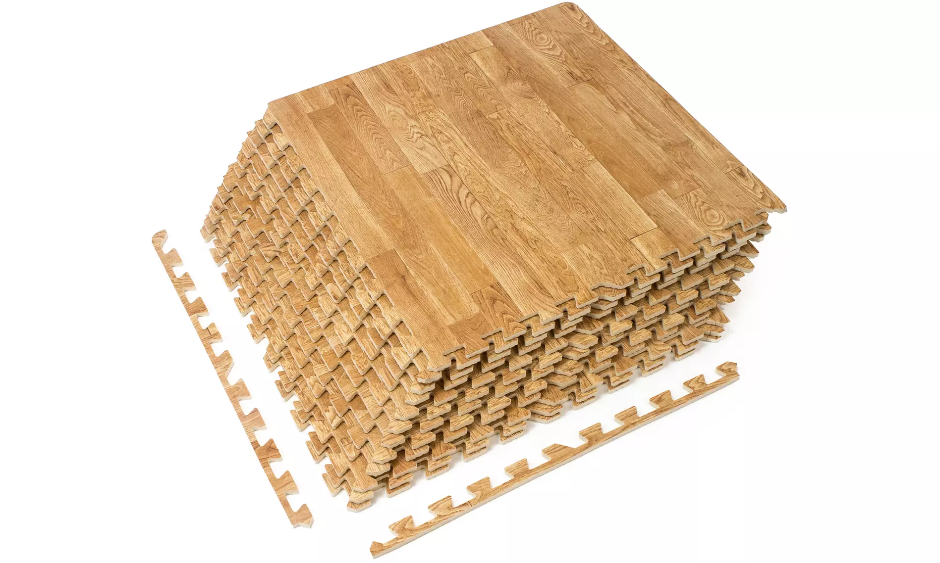 Sorbus Wood Grain Foam Interlocking Floor Mats 3/8" Thick - 12 Tiles - 48 SQ FT