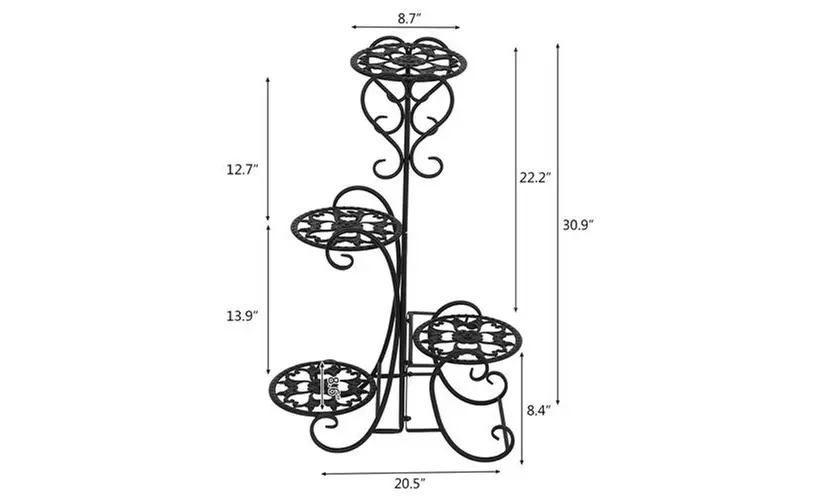 4 Potted Flower Metal Plant Pot Stand Decoration for Indoor Outdoor Garden