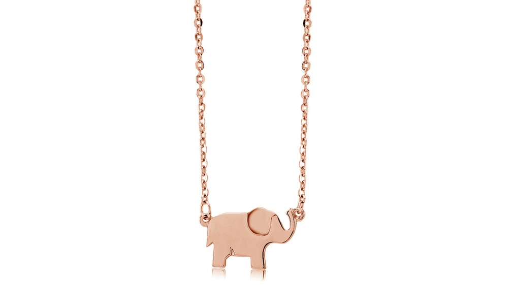 Rose Gold Palted Elephant Drop Necklace
