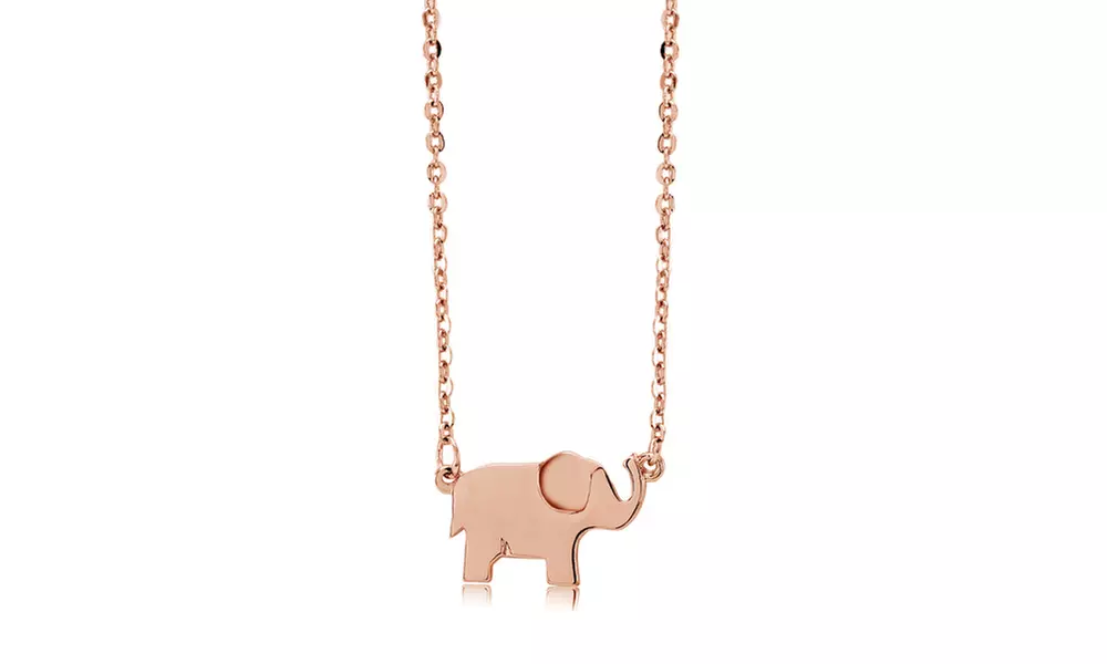 Rose Gold Palted Elephant Drop Necklace