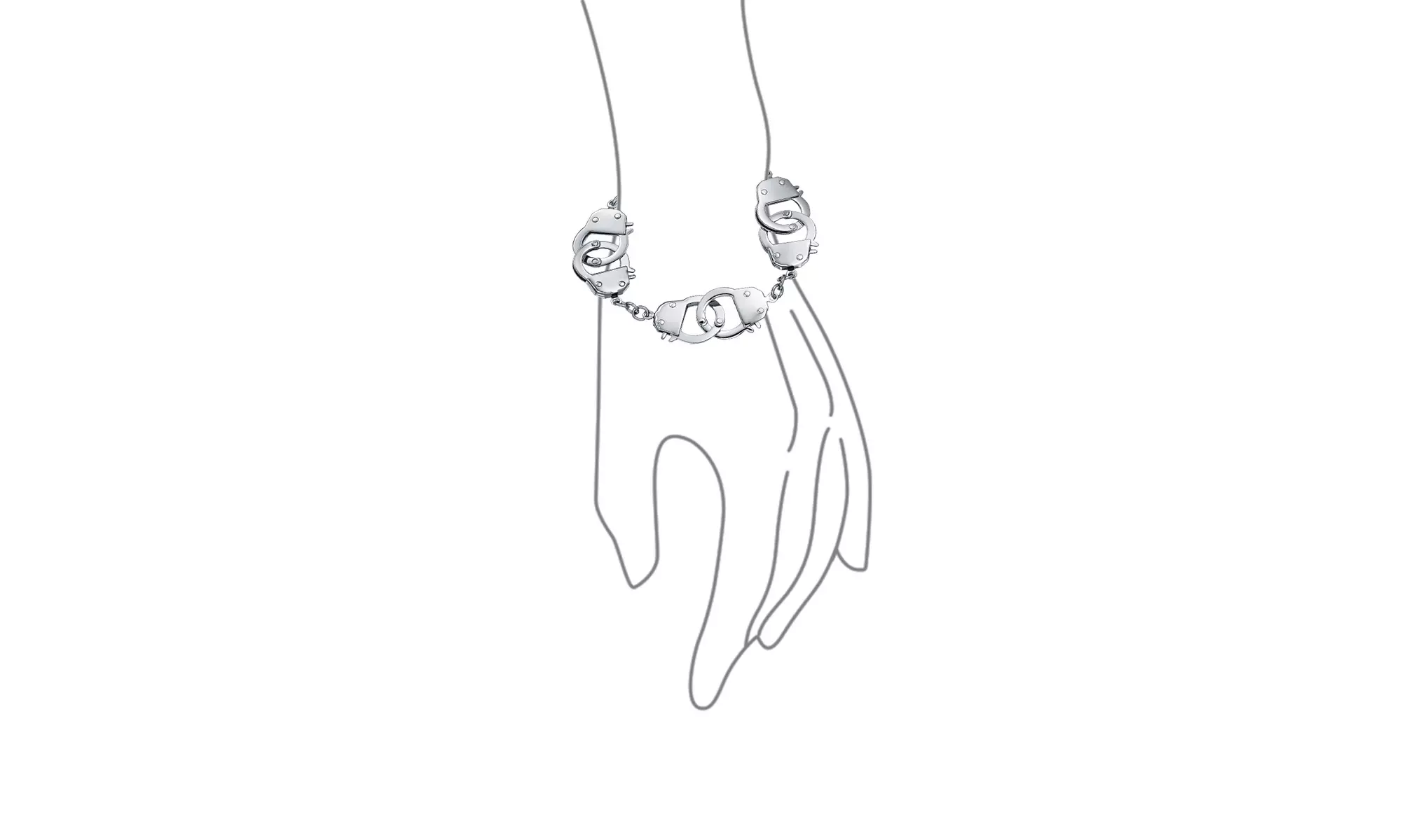 Handcuff BFF Partners in Crime Stainless Steel Curb Chain Bracelet - Second Medium