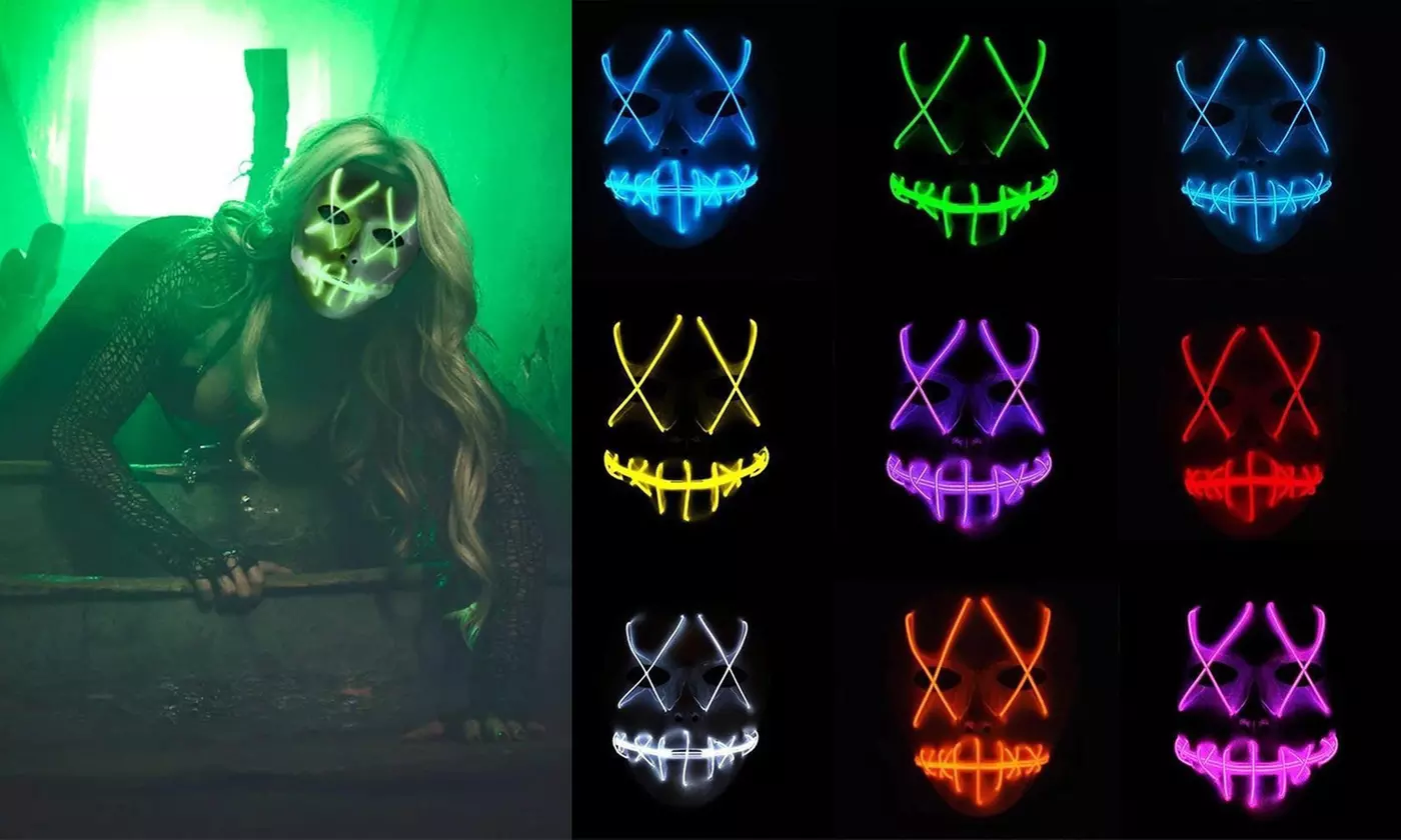 Halloween EL Wire Cosplay Scary Led Lighted Mask - Primary Image