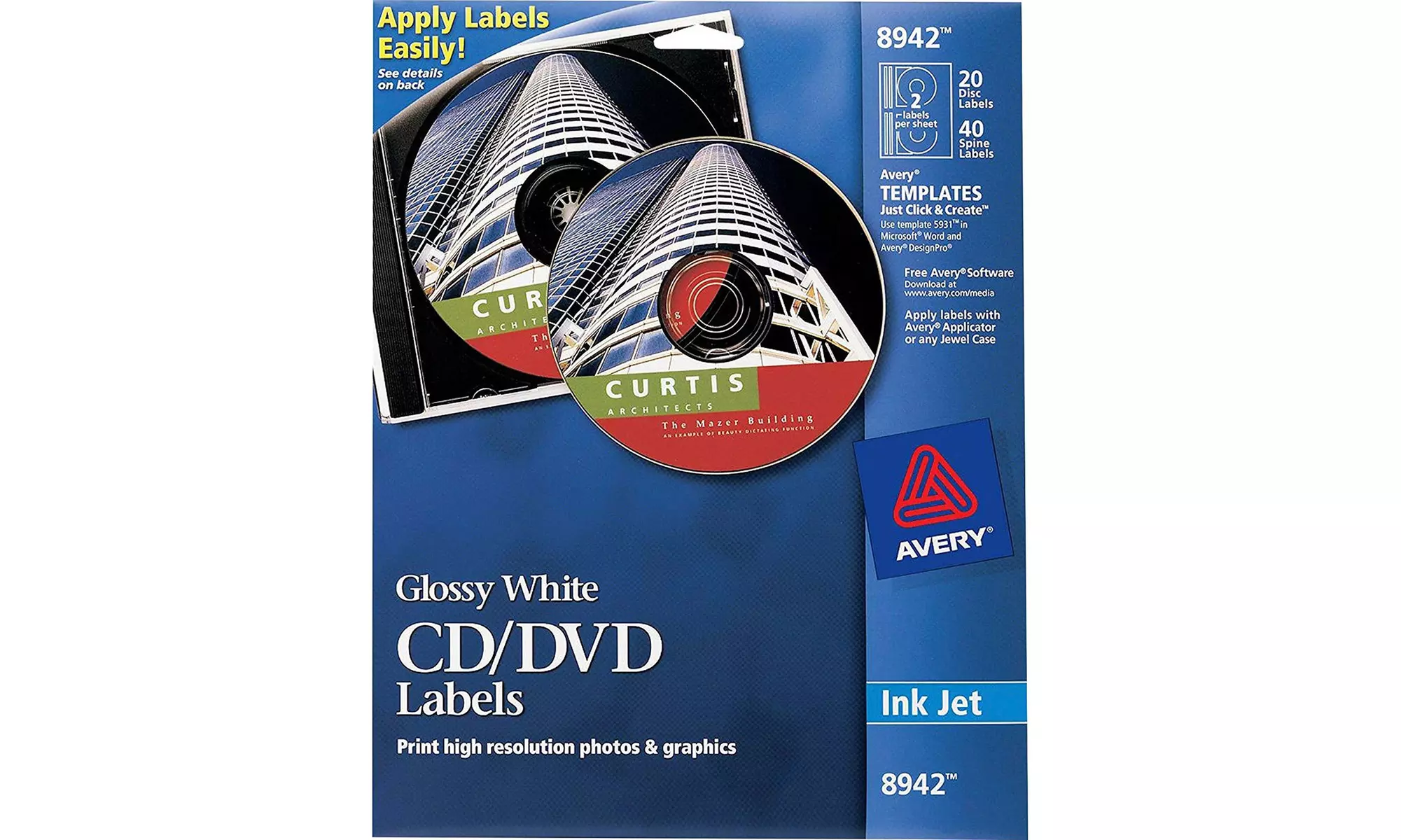 Avery Dennison Full Face CD Label Glossy CD-DVD Label 8944 - Primary Image