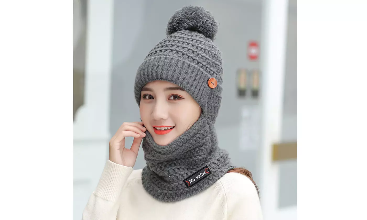 Womens Winter Hat Warm Thick Cap Scarf Knit Ski Beanies