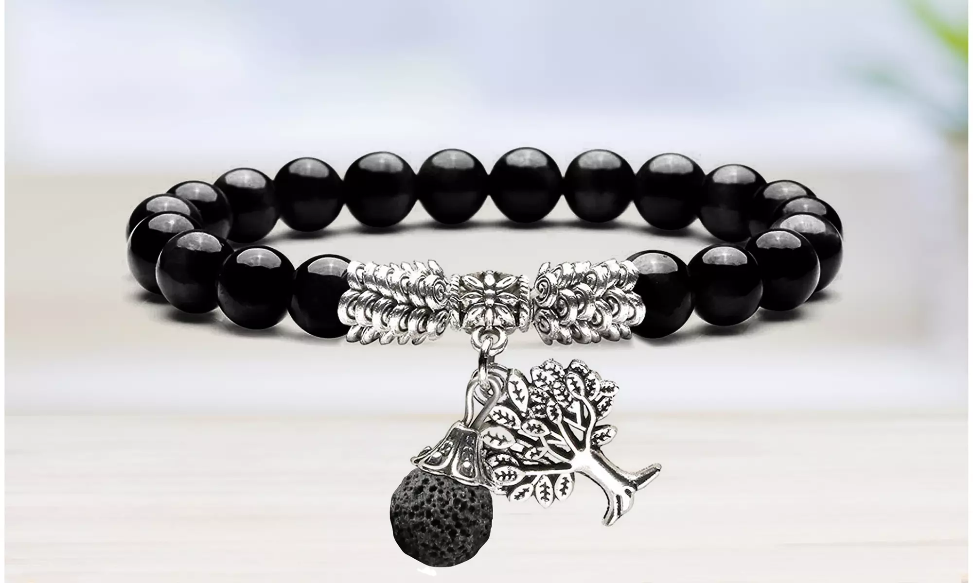 Tree of Life Bohemian Lava Diffuser Bracelet with Optional Essential Oils