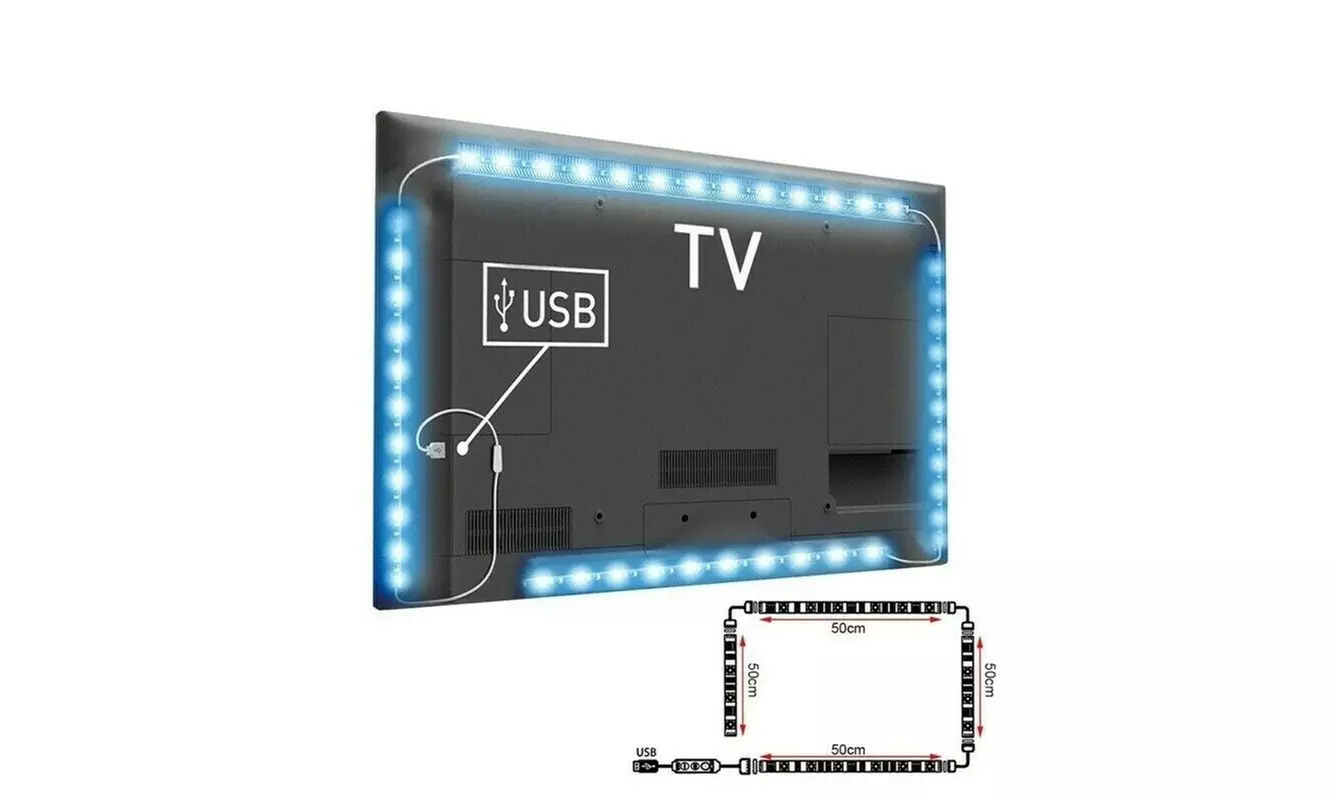 TV LED Backlight 4 x 50CM USB 5050 RGB LED Strip Light Remote Kit 5V 30Leds/M - Second Medium