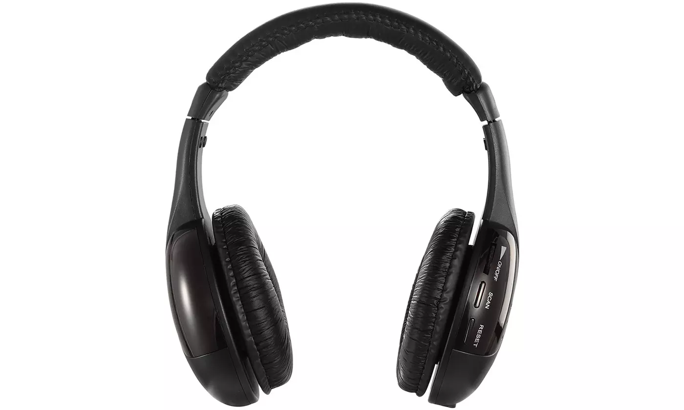 iMounTEK 5-In-1 Wireless TV Headphones w/ RF Transmitter Over-Ear Headset w/ Mic